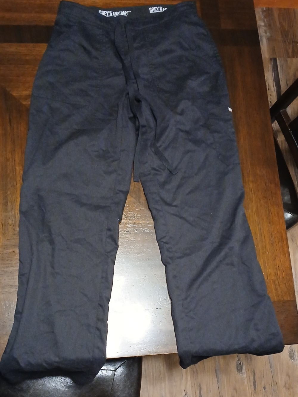 Womens Grey's Anatomy Black Drawstring Medical Scrub Pants
